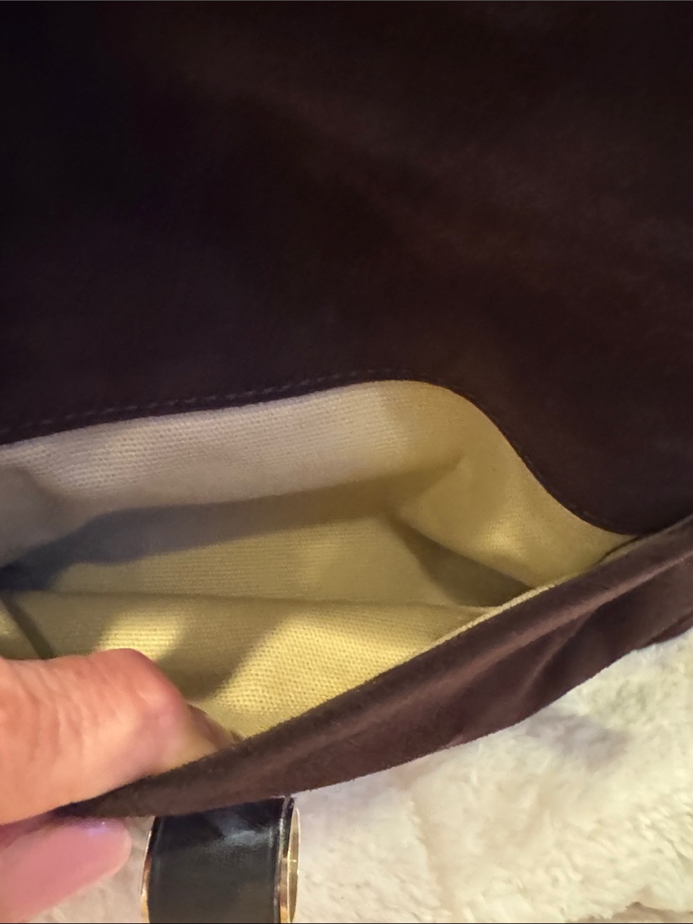 Jimmy Choo Brown Suede Satchel with Gold Stud Detailing - Picture 3 of 12